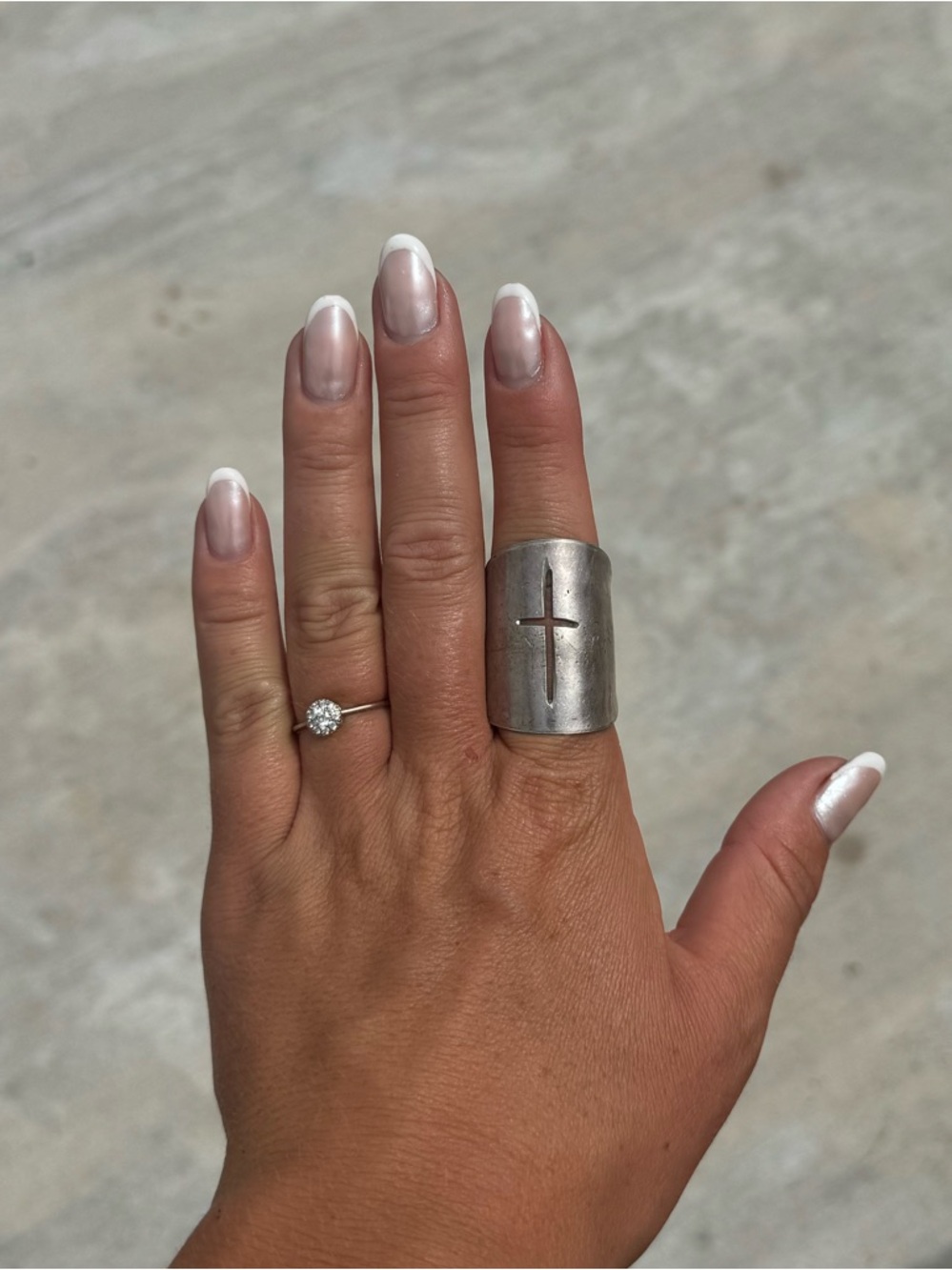 Big Silver Cross Ring